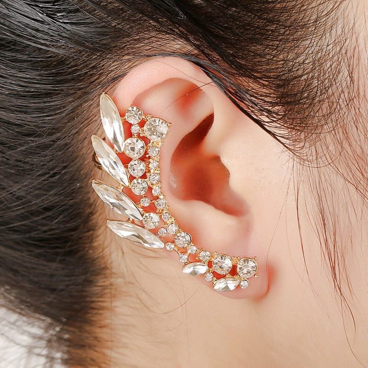 Boucles d'oreilles manchettes en alliage avec clip en cristal