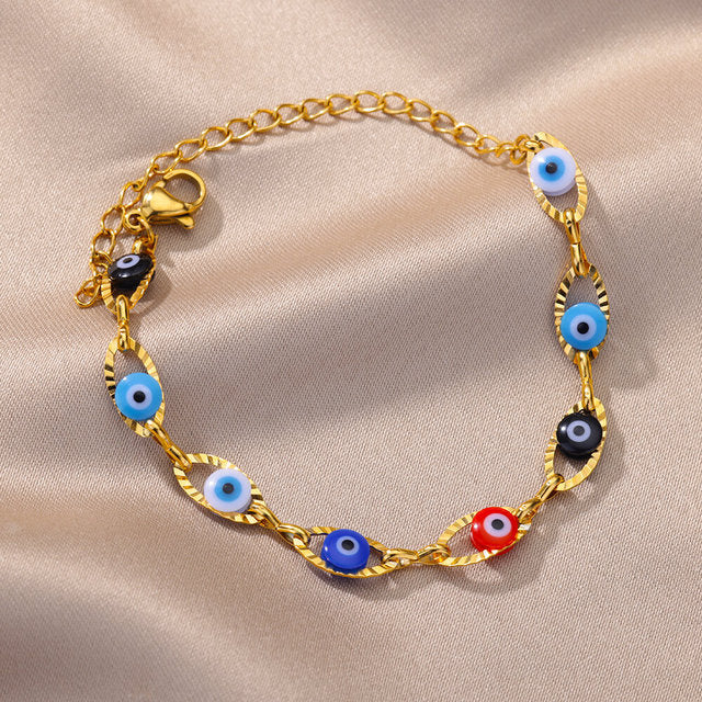 Bracelet porte-bonheur en perles émaillées