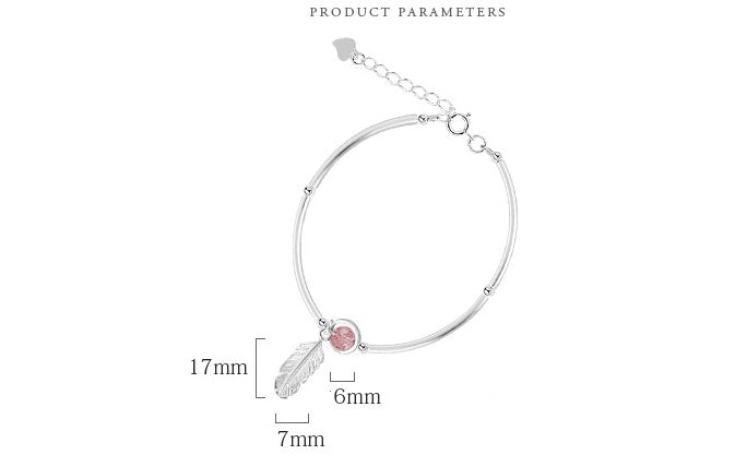 Bracelet Plume Cristal Fraise