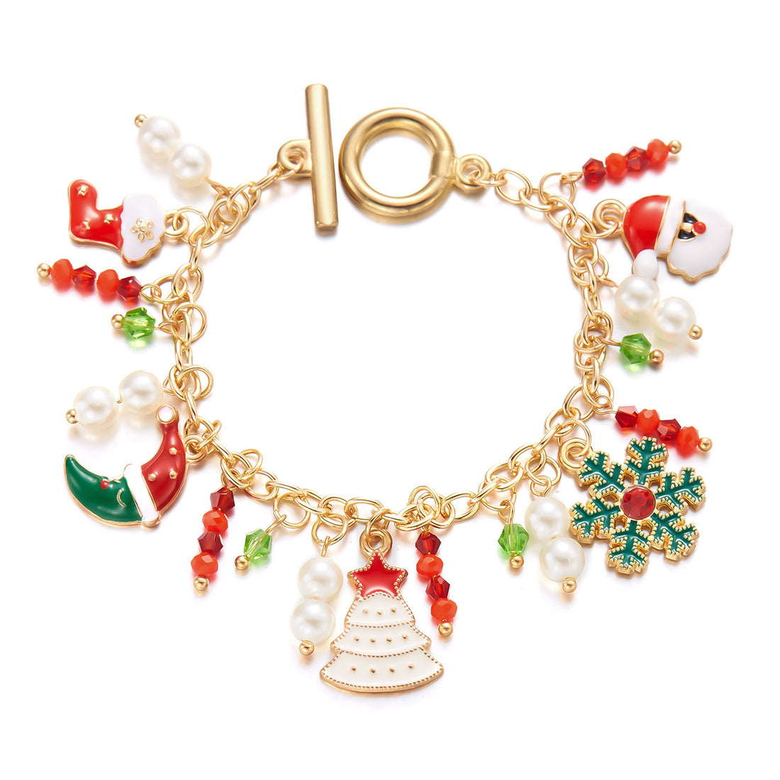 Christmas Tree Santa Claus Pendant Bracelet