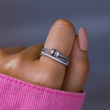 Bague tournante en argent sterling contre l'anxiété